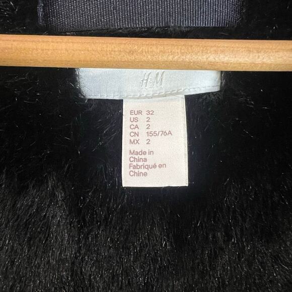 H&M Black Faux Suede & Faux Fur Coat (Size 2 ) - Picture 4 of 12